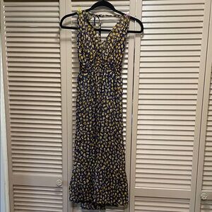 Navy Floral Midi Dress